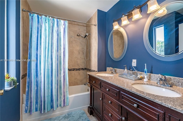 8021 Stirrup Cay Ct, Boynton Beach, FL 33436 - bathroom with shower / bath combination with curtain and double vanity