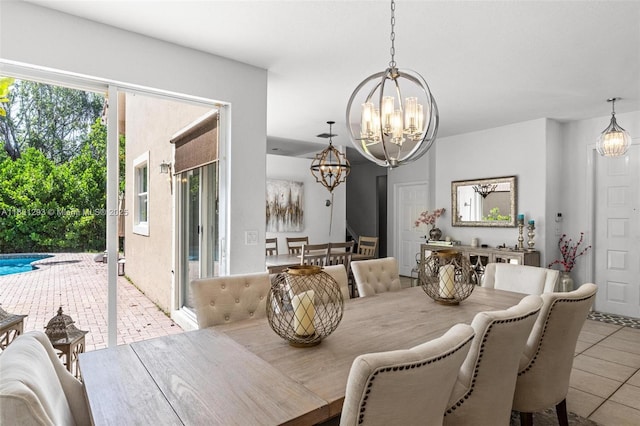 5832 NW 120th Ave, Coral Springs, FL 33076 - tiled dining space with a chandelier