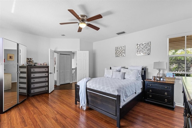 5832 NW 120th Ave, Coral Springs, FL 33076 - bedroom with dark wood-style floors and a ceiling fan