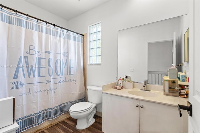 5832 NW 120th Ave, Coral Springs, FL 33076 - bathroom featuring wood finished floors, toilet, vanity, and curtained shower