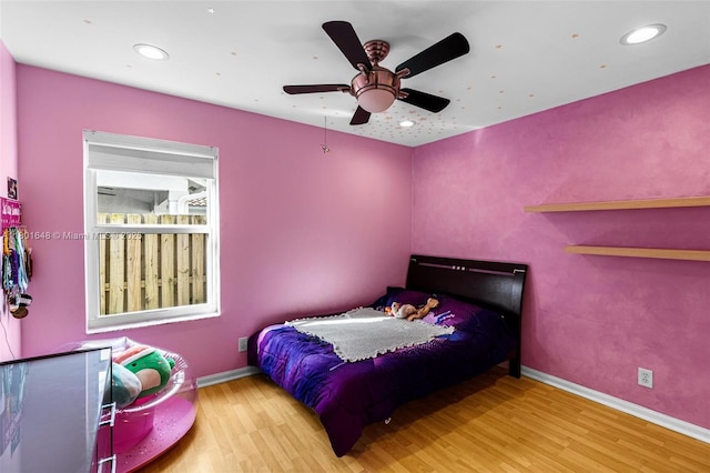782 Lake Blvd, Weston, FL 33326 - bedroom with wood finished floors, baseboards, recessed lighting, and ceiling fan
