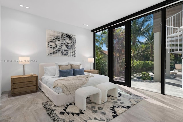 521 Holiday Dr, Hallandale Beach, FL 33009 - bedroom with expansive windows, multiple windows, access to outside, and recessed lighting