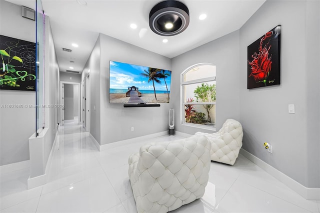 1496 Breakwater Ter, Hollywood, FL 33019 - hallway with tile patterned floors, baseboards, and recessed lighting