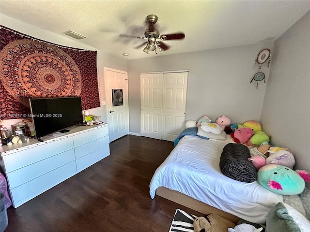 3968 Nighthawk Dr, Weston, FL 33331 - bedroom with wood finished floors, ceiling fan, and a closet