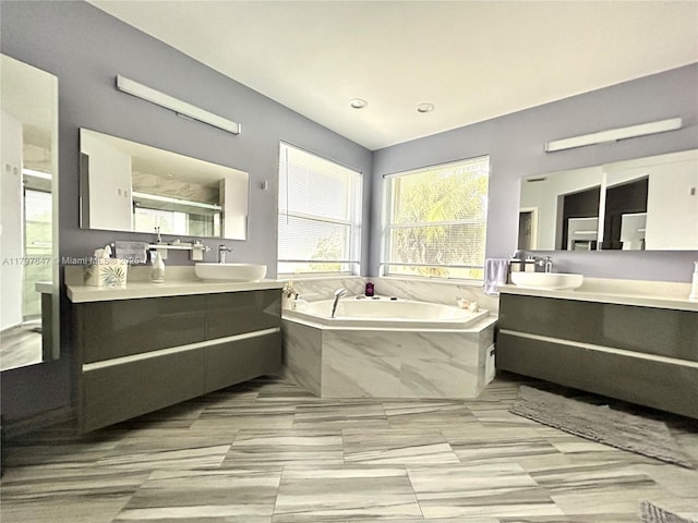 3968 Nighthawk Dr, Weston, FL 33331 - full bathroom with a garden tub, vanity, and recessed lighting