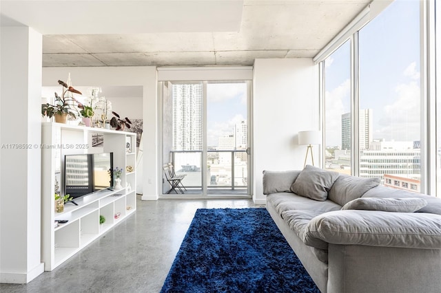 151 SE 1st St Unit 1610, Miami, FL 33131 - living area with concrete floors