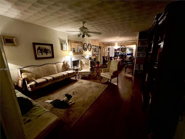 327 SE 2nd Ave, Dania Beach, FL 33004 - living room featuring a ceiling fan and wood finished floors