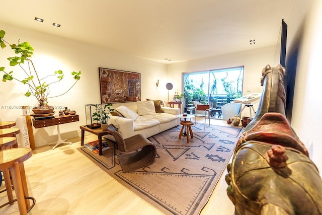 living area with light wood-type flooring