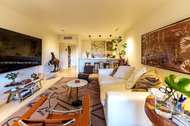 living room featuring light wood-type flooring