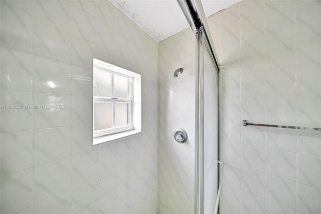 bathroom with a stall shower