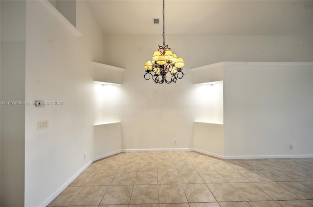 4940 Gateway Gardens Dr, Boynton Beach, FL 33436 - tiled spare room featuring a chandelier and baseboards