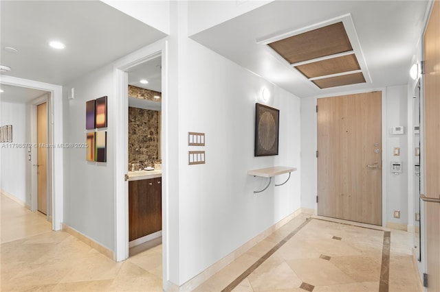 19667 Turnberry Way Unit 27-K, Aventura, FL 33180 - hallway featuring baseboards and recessed lighting