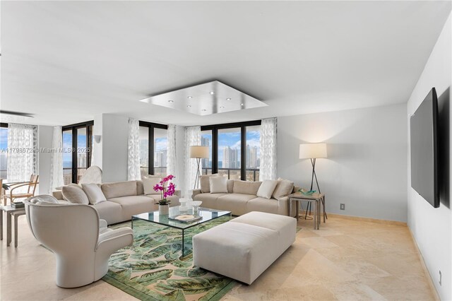 19667 Turnberry Way Unit 27-K, Aventura, FL 33180 - living room featuring baseboards and recessed lighting
