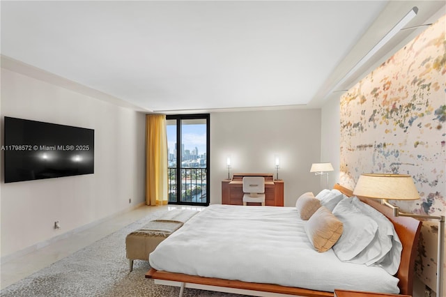 19667 Turnberry Way Unit 27-K, Aventura, FL 33180 - carpeted bedroom featuring baseboards and access to outside