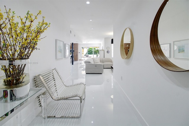 1187 NE 182nd St, North Miami Beach, FL 33162 - hallway with recessed lighting, tile patterned flooring, and baseboards