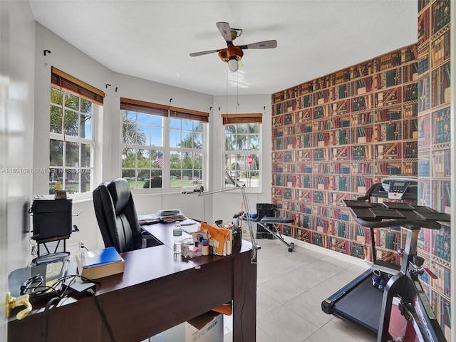 4985 NW 120th Ave, Coral Springs, FL 33076 - tiled office featuring ceiling fan and baseboards