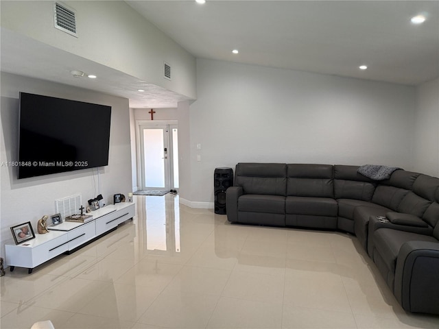 1751 SW 87th Ter, Miramar, FL 33025 - living area featuring recessed lighting, light tile patterned flooring, french doors, and baseboards