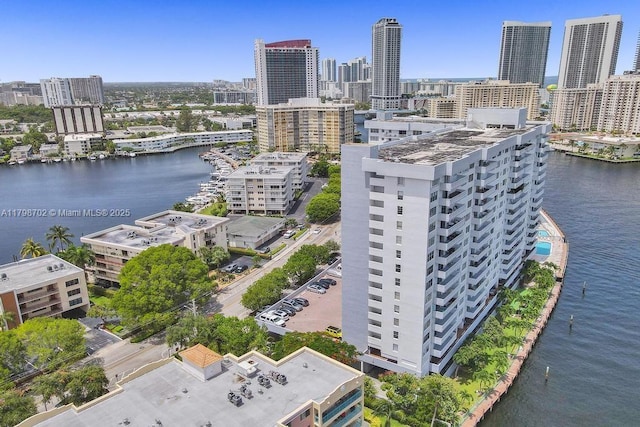 137 Golden Isles Dr Unit 1105, Hallandale Beach, FL 33009 - bird's eye view of a large body of water and a skyline view