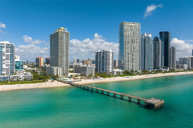 16699 Collins Ave Unit 3401, Sunny Isles Beach, FL 33160 - drone / aerial view of expansive beach and a skyline view