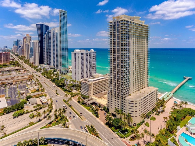 16699 Collins Ave Unit 3401, Sunny Isles Beach, FL 33160 - drone / aerial view of a view of skyline, a nearby body of water, and a main thoroughfare