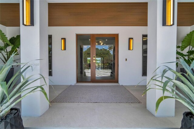 4430 Casper Ct, Hollywood, FL 33021 - entrance to property featuring stucco siding and french doors