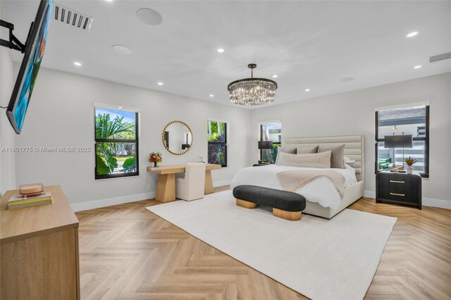 4430 Casper Ct, Hollywood, FL 33021 - bedroom featuring recessed lighting, baseboards, and a chandelier