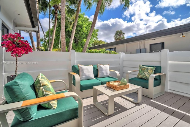 4430 Casper Ct, Hollywood, FL 33021 - deck featuring outdoor lounge area and fence
