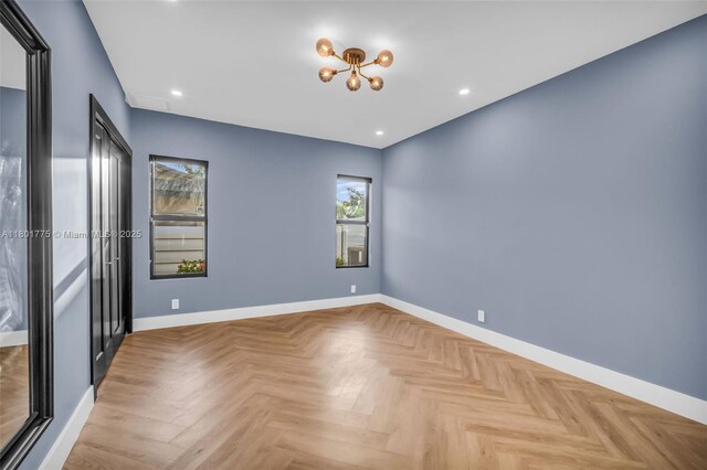 4430 Casper Ct, Hollywood, FL 33021 - unfurnished room featuring baseboards, a chandelier, and recessed lighting