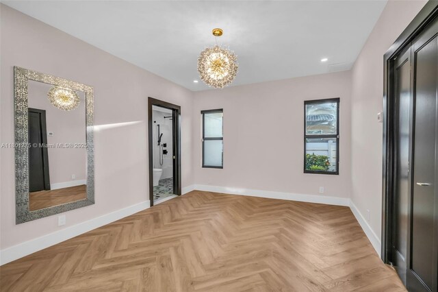 4430 Casper Ct, Hollywood, FL 33021 - spare room with a chandelier, baseboards, and recessed lighting