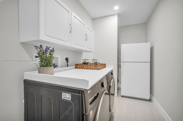 4430 Casper Ct, Hollywood, FL 33021 - laundry room with cabinet space, independent washer and dryer, baseboards, and recessed lighting