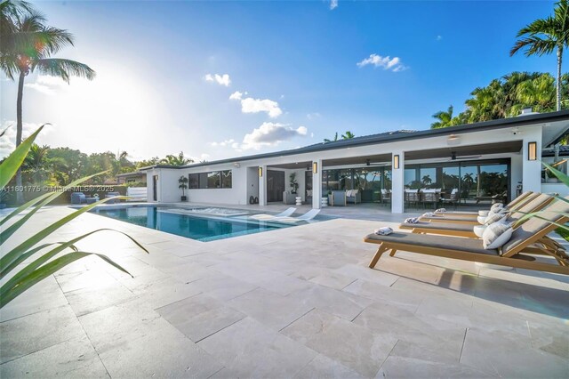 4430 Casper Ct, Hollywood, FL 33021 - outdoor pool with a patio area, ceiling fan, and outdoor lounge area
