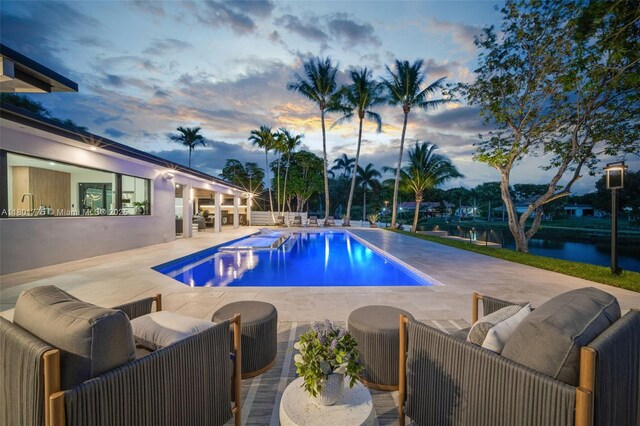 4430 Casper Ct, Hollywood, FL 33021 - outdoor pool with a patio area and a water view