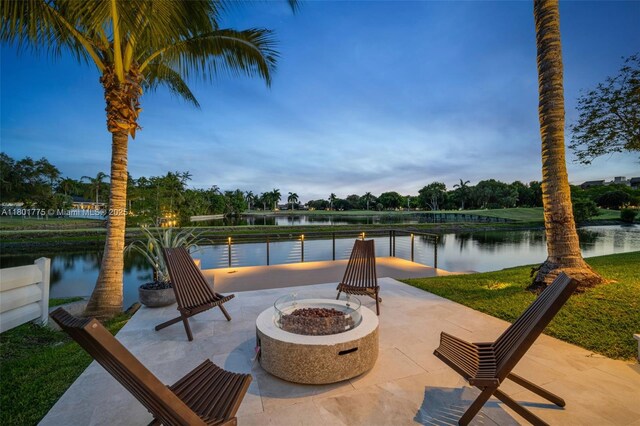 4430 Casper Ct, Hollywood, FL 33021 - view of patio / terrace featuring a water view and an outdoor fire pit