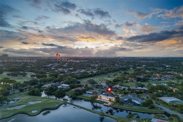 4430 Casper Ct, Hollywood, FL 33021 - aerial view at dusk of a water view, a residential view, and golf course view