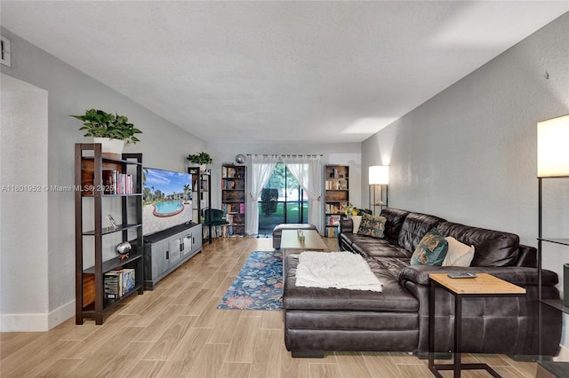 8504 Old Country Mnr Unit 205, Davie, FL 33328 - living room with wood finished floors, baseboards, and a textured wall