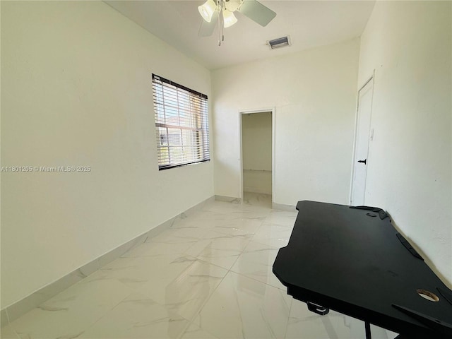 5834 SW 66th St, South Miami, FL 33143 - unfurnished room featuring ceiling fan, baseboards, and light marble finish flooring