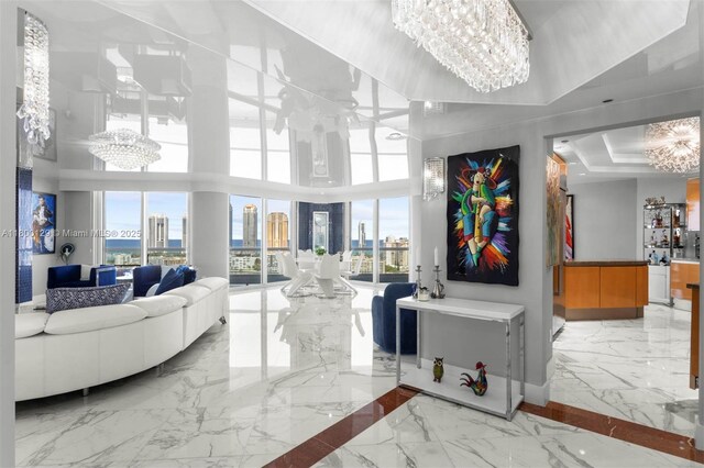 2600 Island Blvd Unit 2603, Aventura, FL 33160 - building lobby with a towering ceiling and a view of skyline