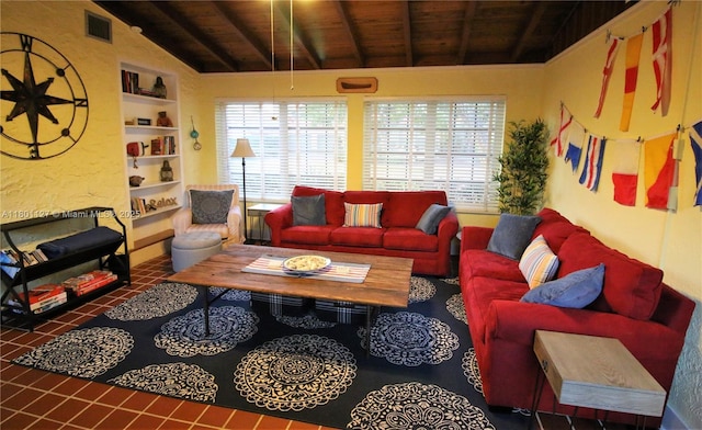 804 SE 10th St, Fort Lauderdale, FL 33316 - tiled living area with wooden ceiling and built in features