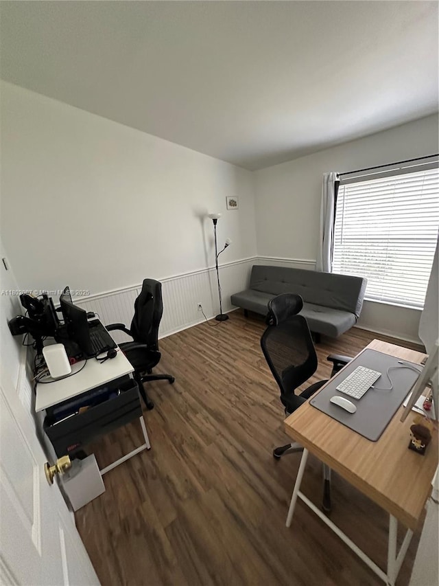 3828 NW 121st Ave, Sunrise, FL 33323 - office area with wood finished floors and a wainscoted wall