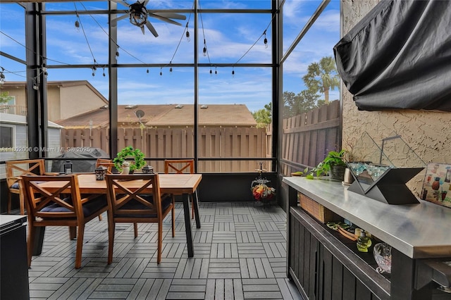 1951 SW 81st Ter, Davie, FL 33324 - sunroom with a ceiling fan and outdoor dining area