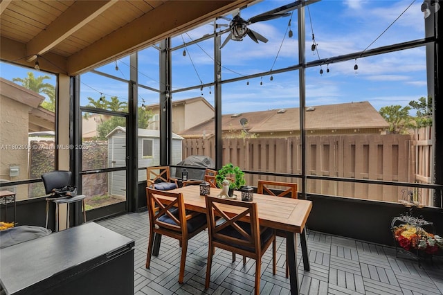 1951 SW 81st Ter, Davie, FL 33324 - sunroom / solarium with ceiling fan, beam ceiling, and outdoor dining area