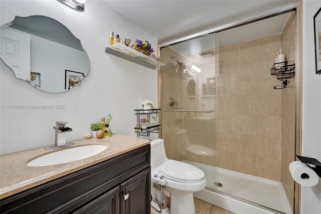 1951 SW 81st Ter, Davie, FL 33324 - bathroom with a stall shower, toilet, tile patterned floors, and vanity