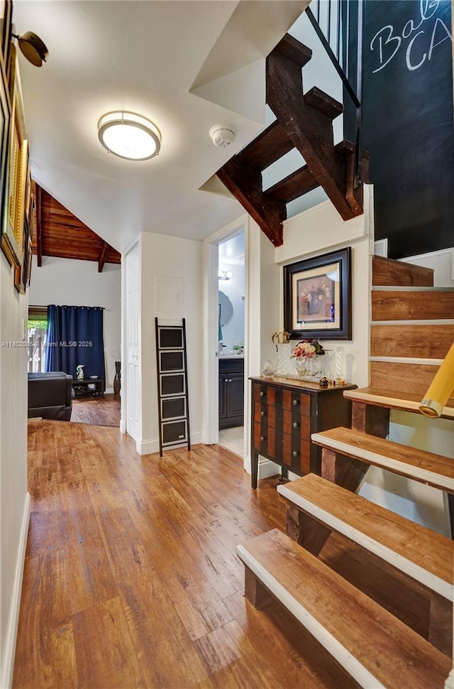 1951 SW 81st Ter, Davie, FL 33324 - stairs with wood-type flooring and baseboards