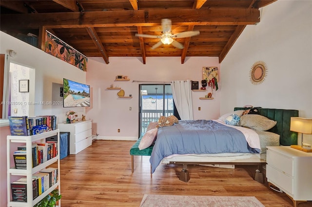 1951 SW 81st Ter, Davie, FL 33324 - bedroom featuring wood ceiling, wood finished floors, access to exterior, and baseboards