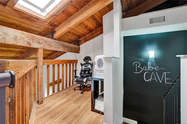 1951 SW 81st Ter, Davie, FL 33324 - office area with wooden ceiling, a skylight, and wood finished floors