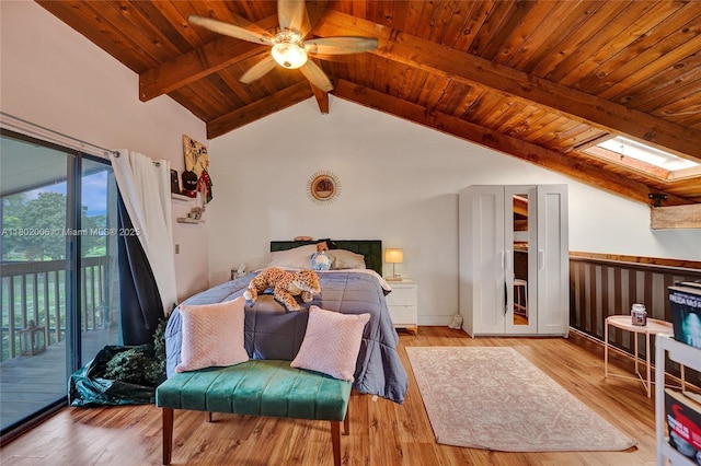 1951 SW 81st Ter, Davie, FL 33324 - bedroom featuring access to exterior, wood ceiling, wood finished floors, and a skylight