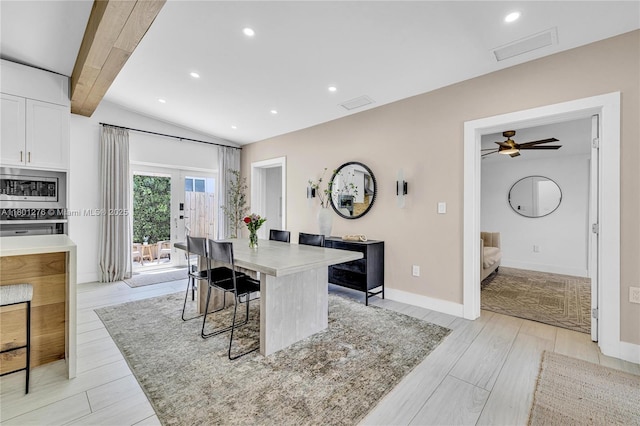 2801 SW 64th Ave, Miami, FL 33155 - dining space with light wood-style floors, ceiling fan, recessed lighting, and baseboards