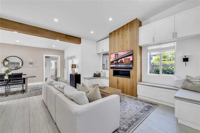 2801 SW 64th Ave, Miami, FL 33155 - living area featuring recessed lighting, beam ceiling, and light wood-style flooring