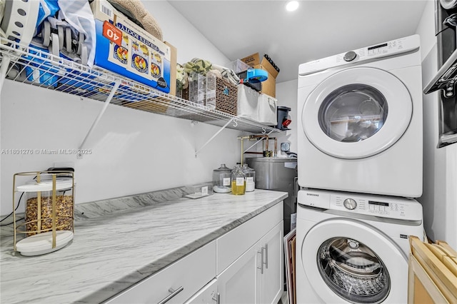 2801 SW 64th Ave, Miami, FL 33155 - clothes washing area featuring stacked washer / drying machine and recessed lighting