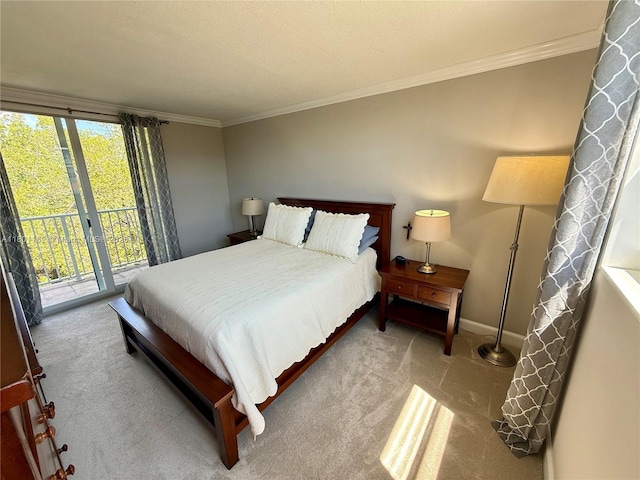 16518 NE 26th Ave Unit 405, North Miami Beach, FL 33160 - carpeted bedroom with access to exterior, ornamental molding, and baseboards